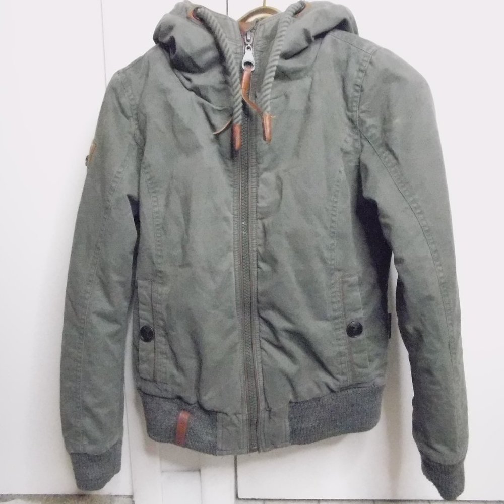 Men's Hooded Zip-Up Jacket in Olive Green